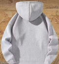 Stylish Light Grey Half Zip Fleece Hoodie For Men