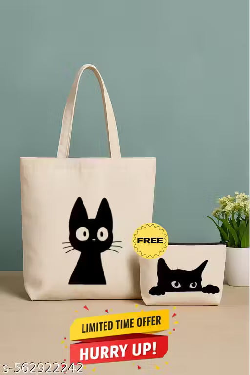 Trendy Women Tote Bag with Zipper || Stylish Shoulder Handbag for College, Office, Travel, Daily Use || Spacious, Durable, Lightweight Cotton Printed Tote for Girls & Women || Eco-Friendly Reusable Shopping Bag