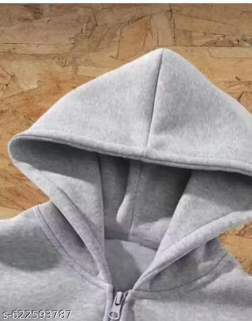 Stylish Light Grey Half Zip Fleece Hoodie For Men