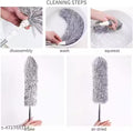 Microfiber Feather Duster Bendable & Extendable Fan Cleaning Duster with 100 inches Expandable Pole Handle Washable Duster for High Ceiling Fans, Window Blinds,