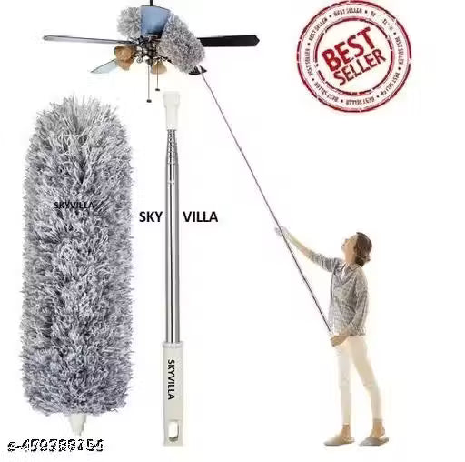 Microfiber Feather Duster Bendable & Extendable Fan Cleaning Duster with 100 inches Expandable Pole Handle Washable Duster for High Ceiling Fans, Window Blinds,